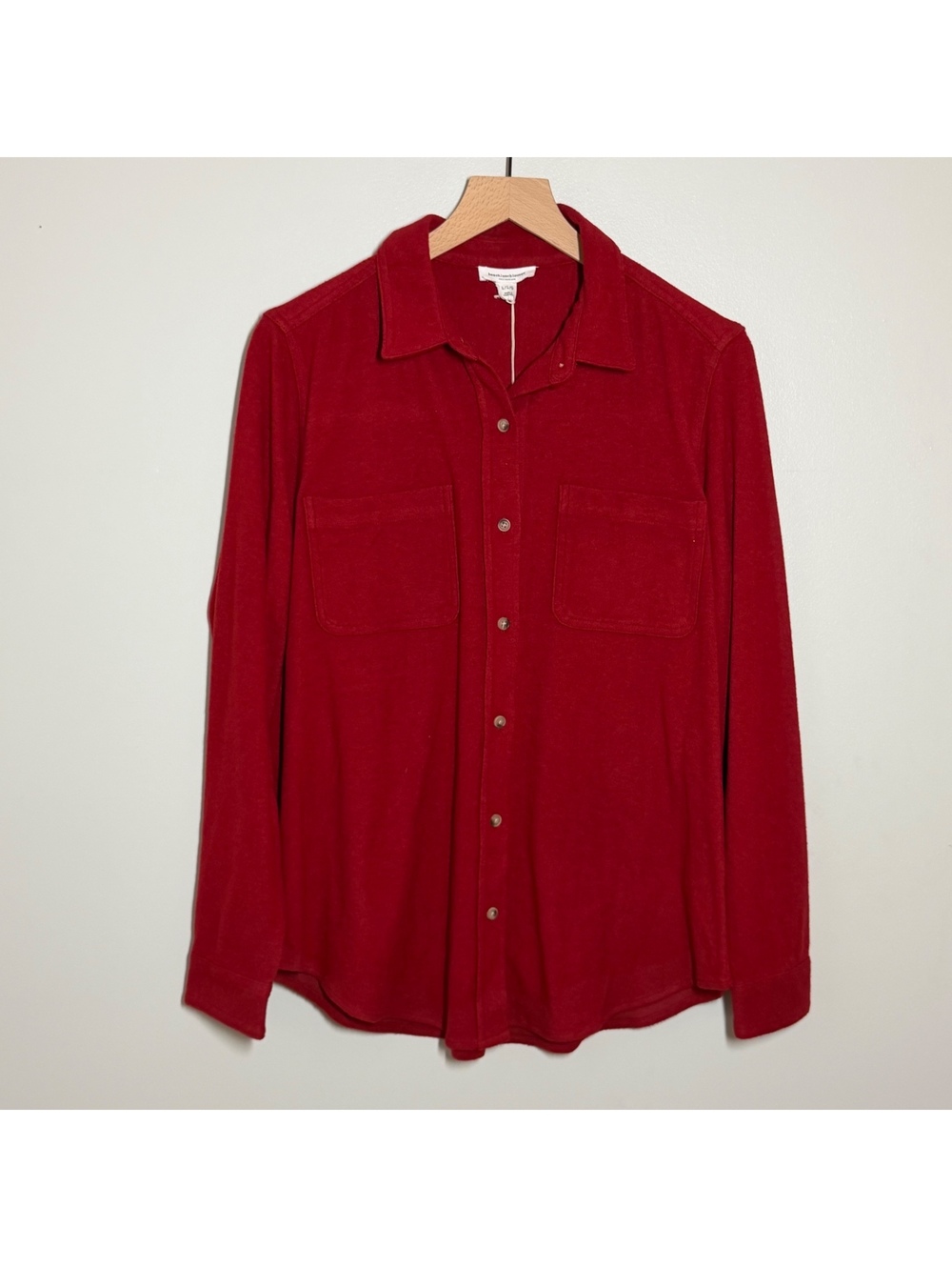 BeachLunchLounge Sally Shacket Womens L Red Lava Heather Brushed Knit NWT